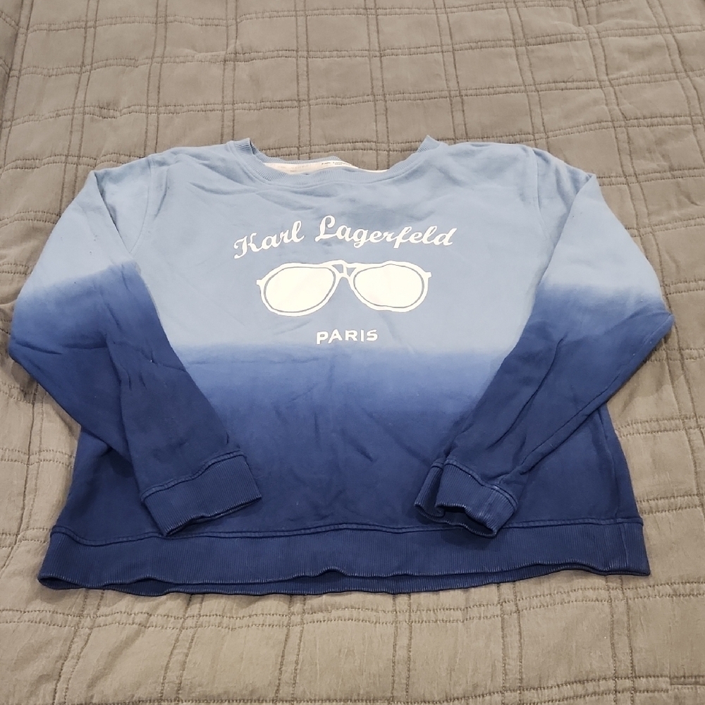 Karl Lagerfeld Paris Blue Gradient Sweatshirt Size L!